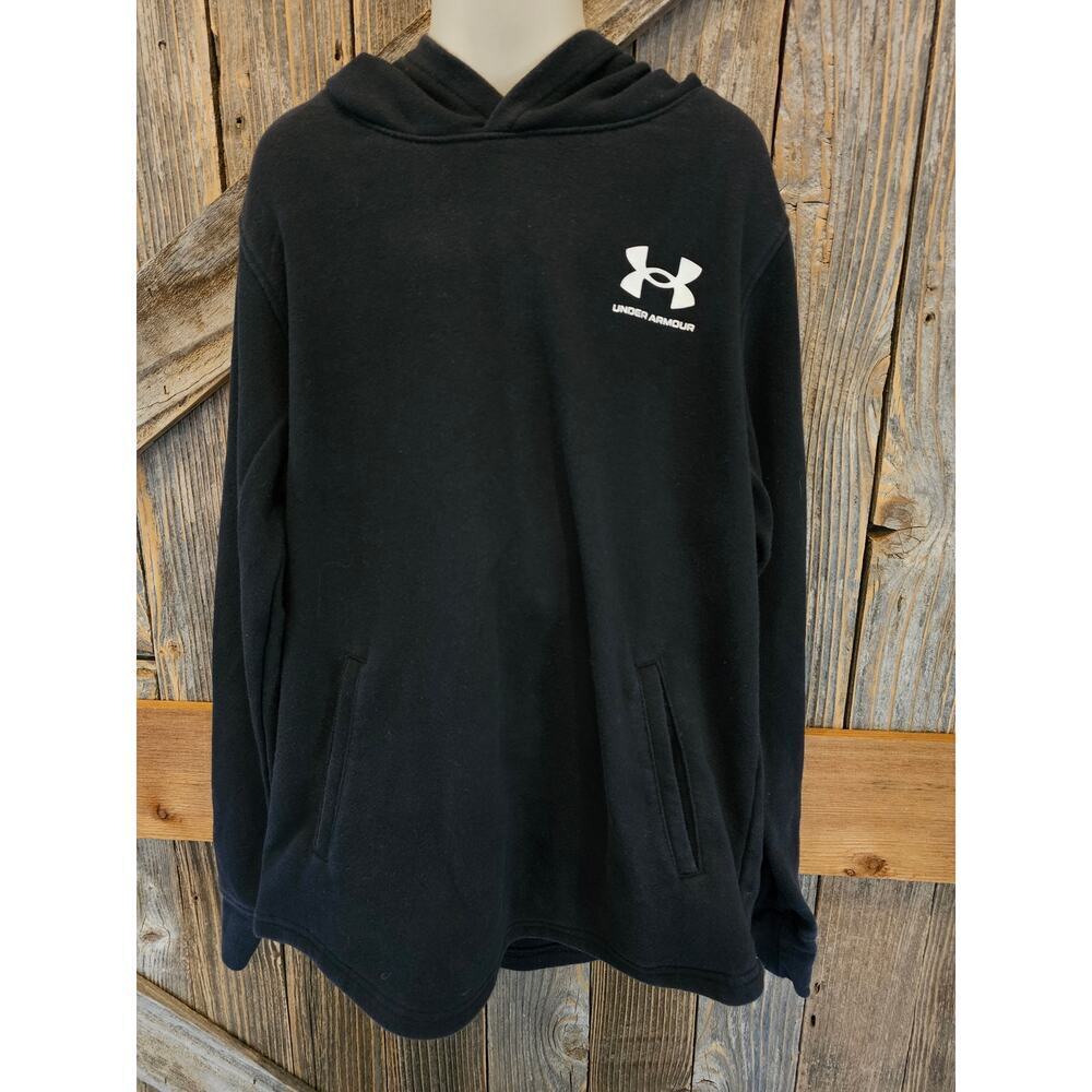Under armour youth medium YM black boys hoodie active warm y2k ^